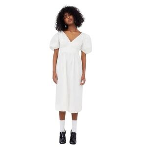 For Love & Lemons White Jocelyn Peasant Midi Dress Womens S